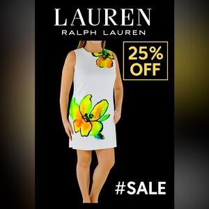 Ralph Lauren White Dress with Vibrant Floral Accents very nice 😍
